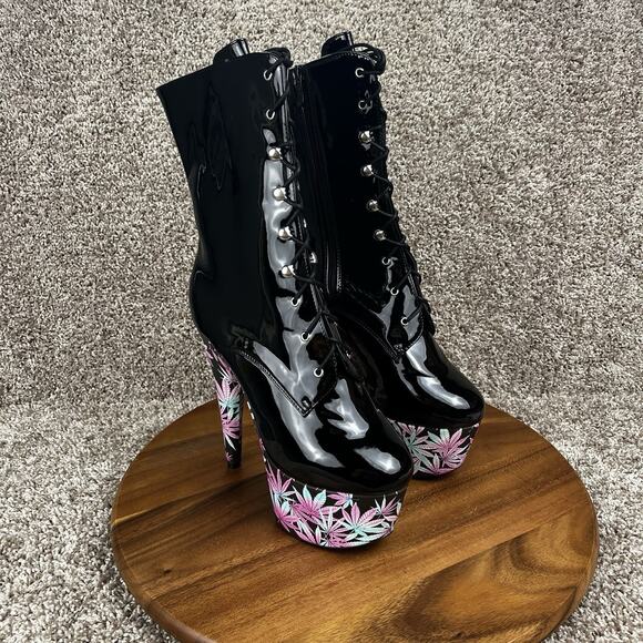 Ellie 7" Stiletto Women's 11 Lace Up Boots Print Wrapped Pf Shoes 709/Juicy - Picture 1 of 10